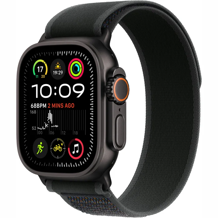 Viedpulkstenis Apple Watch Ultra 2 GPS + Cellular 49mm Black Titanium Case with Black Trail Loop - M/L