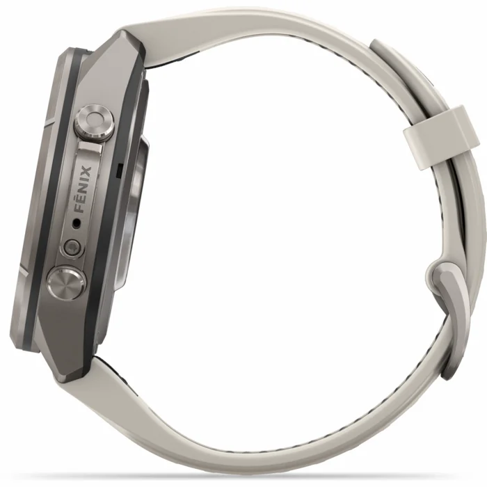 Garmin fenix 9 PRO 43mm inReach Titanium with Fog Gray/Dark Sandstone Silicone Band