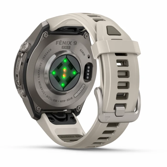 Garmin fenix 9 PRO 43mm inReach Titanium with Fog Gray/Dark Sandstone Silicone Band