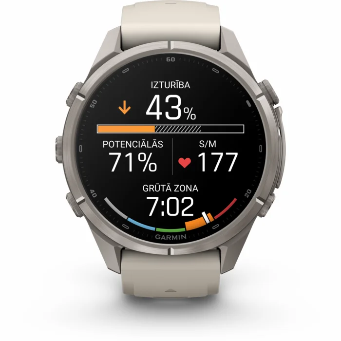 Garmin fenix 9 PRO 43mm inReach Titanium with Fog Gray/Dark Sandstone Silicone Band
