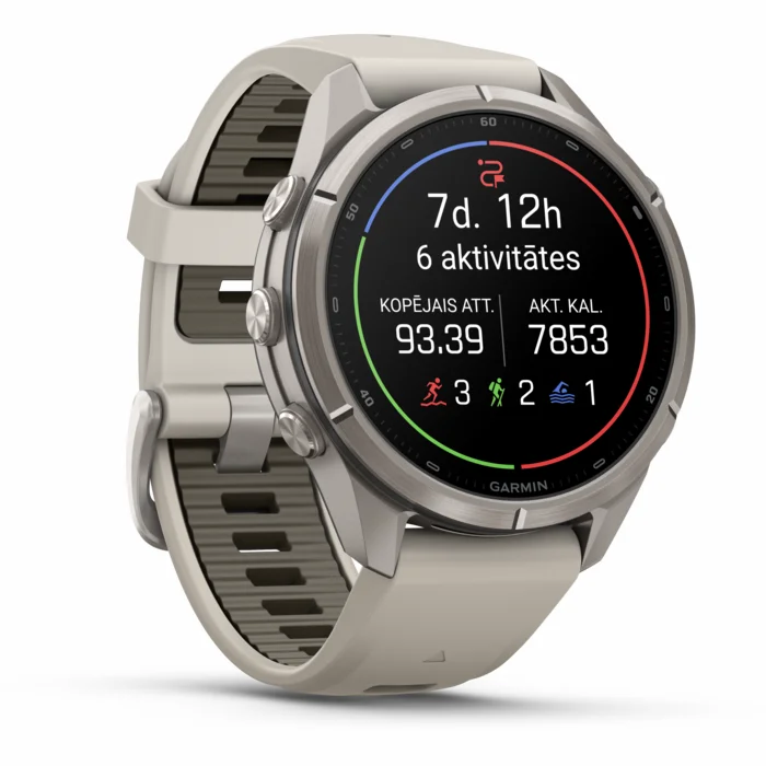 Garmin fenix 9 PRO 43mm inReach Titanium with Fog Gray/Dark Sandstone Silicone Band