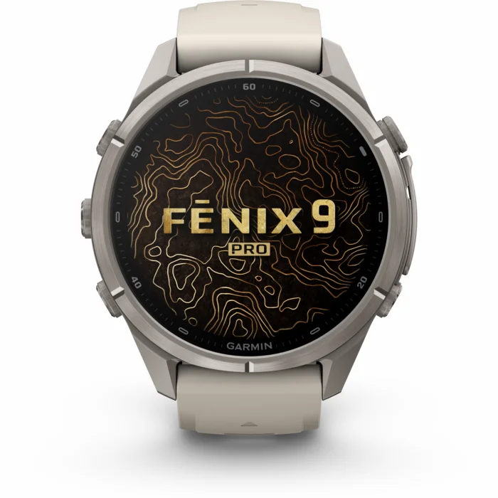 Garmin fenix 9 PRO 43mm inReach Titanium with Fog Gray/Dark Sandstone Silicone Band