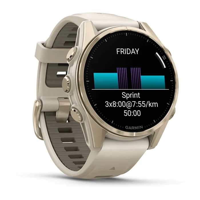 Viedpulkstenis Garmin fenix 8 43mm AMOLED Sapphire Soft Gold with Fog Gray/Dark