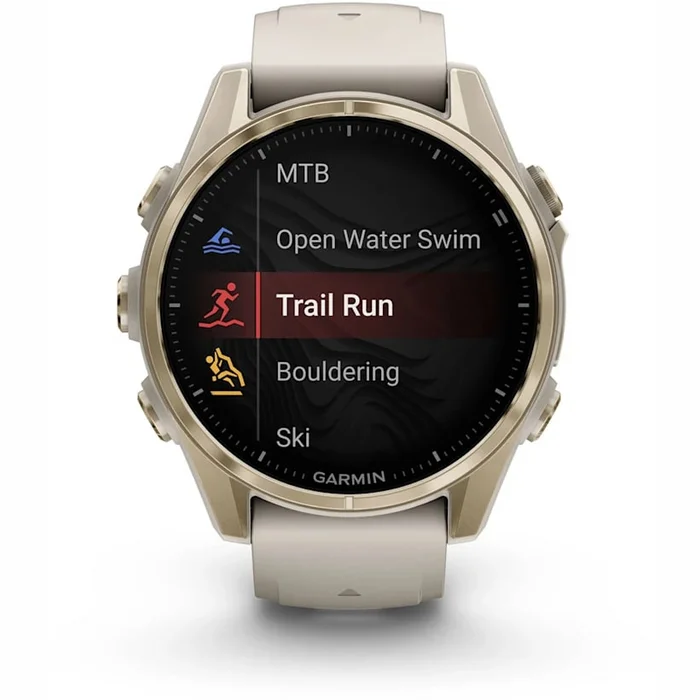 Viedpulkstenis Garmin fenix 8 43mm AMOLED Sapphire Soft Gold with Fog Gray/Dark