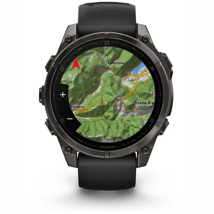 Viedpulksteņi Garmin fenix 8 47mm AMOLED Sapphire Carbon Gray DLC Titanium with Black/Pebble Gray silicone