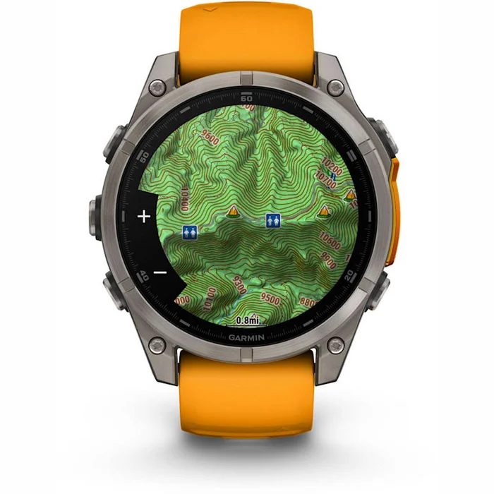 Viedpulksteņi Garmin fenix 8 47mm AMOLED Sapphire Titanium with Spark Orange/Graphite silicone band