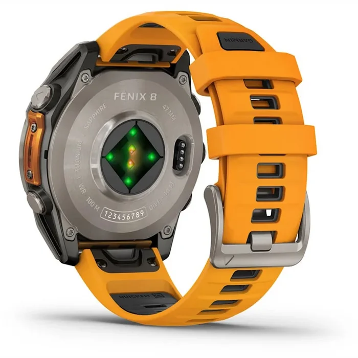 Viedpulksteņi Garmin fenix 8 47mm AMOLED Sapphire Titanium with Spark Orange/Graphite silicone band