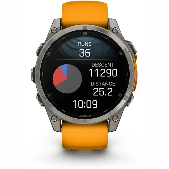 Viedpulksteņi Garmin fenix 8 47mm AMOLED Sapphire Titanium with Spark Orange/Graphite silicone band