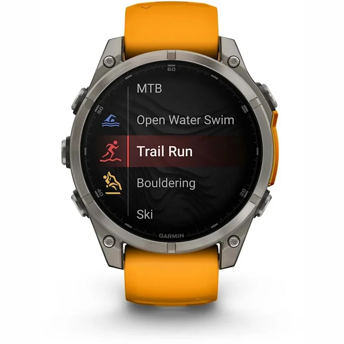 Viedpulksteņi Garmin fenix 8 47mm AMOLED Sapphire Titanium with Spark Orange/Graphite silicone band