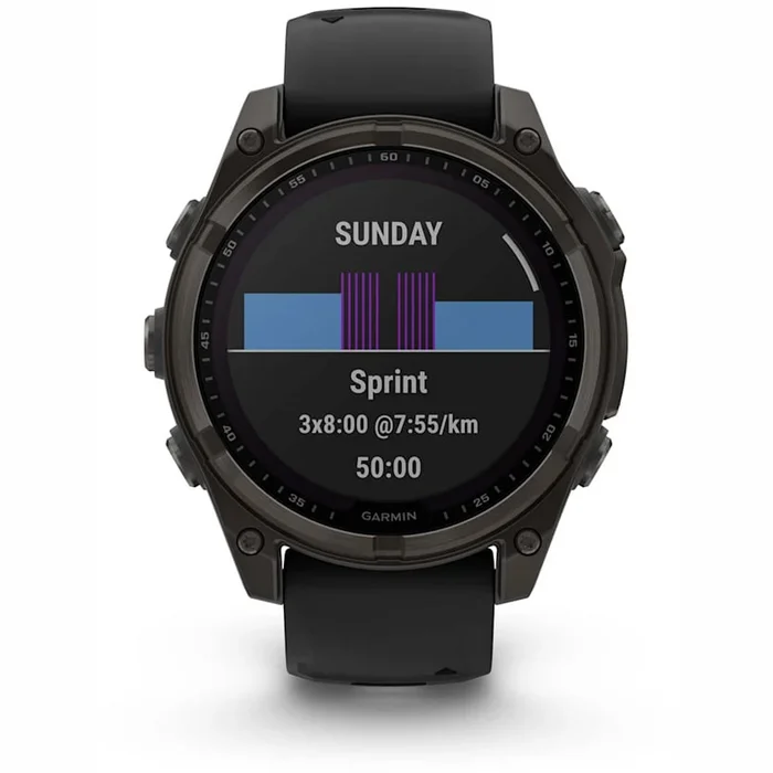 Garmin fenix 8 47mm Solar Sapphire Carbon Grey DLC Titanium with Black/Pebble Grey
