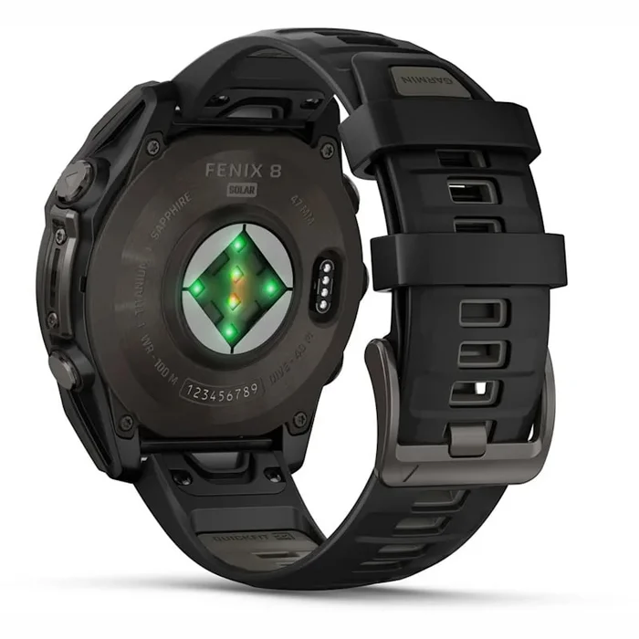 Garmin fenix 8 47mm Solar Sapphire Carbon Grey DLC Titanium with Black/Pebble Grey