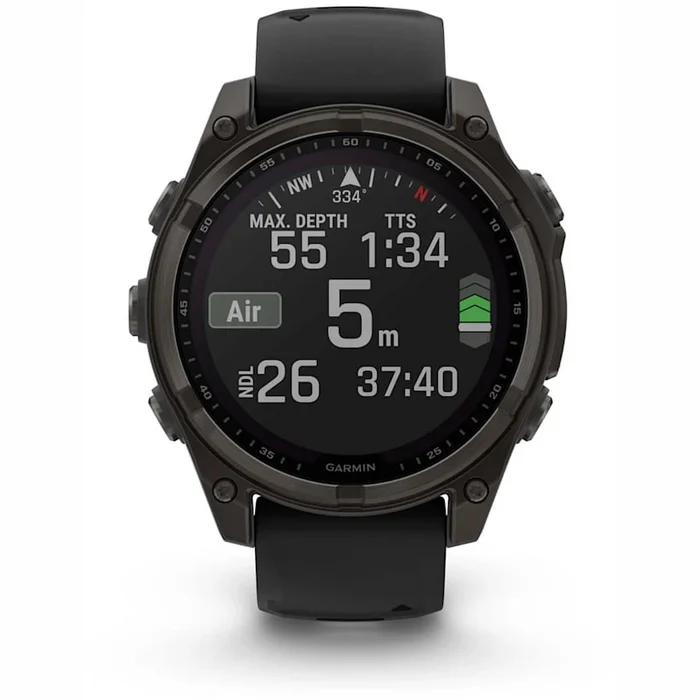 Garmin fenix 8 47mm Solar Sapphire Carbon Grey DLC Titanium with Black/Pebble Grey