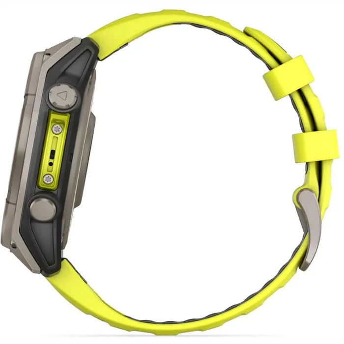 Viedpulksteņi Garmin fenix 8 47mm Solar Sapphire Titanium with Amp Yellow/Graphite silicone band