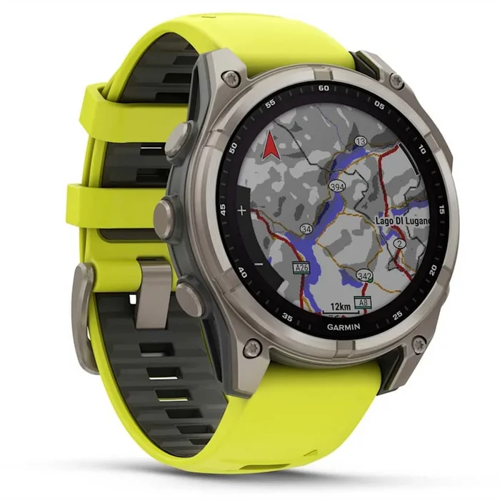 Viedpulksteņi Garmin fenix 8 47mm Solar Sapphire Titanium with Amp Yellow/Graphite silicone band