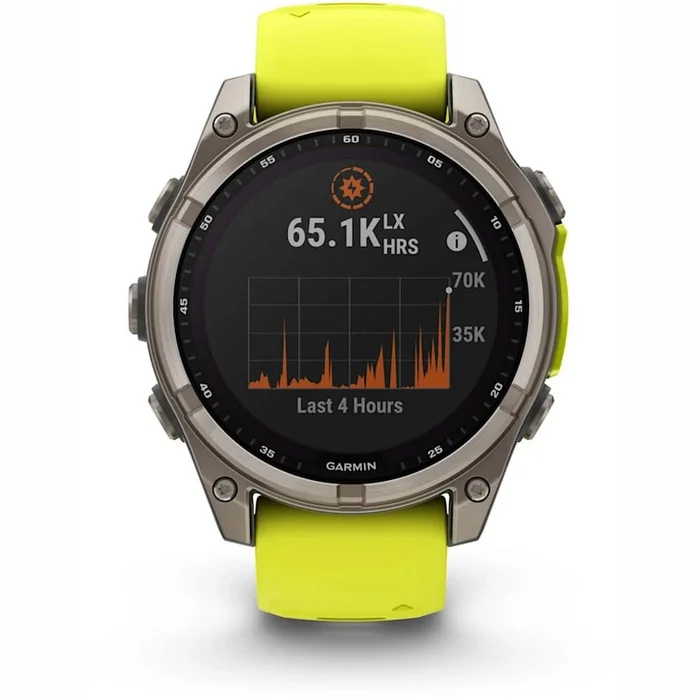 Viedpulksteņi Garmin fenix 8 47mm Solar Sapphire Titanium with Amp Yellow/Graphite silicone band