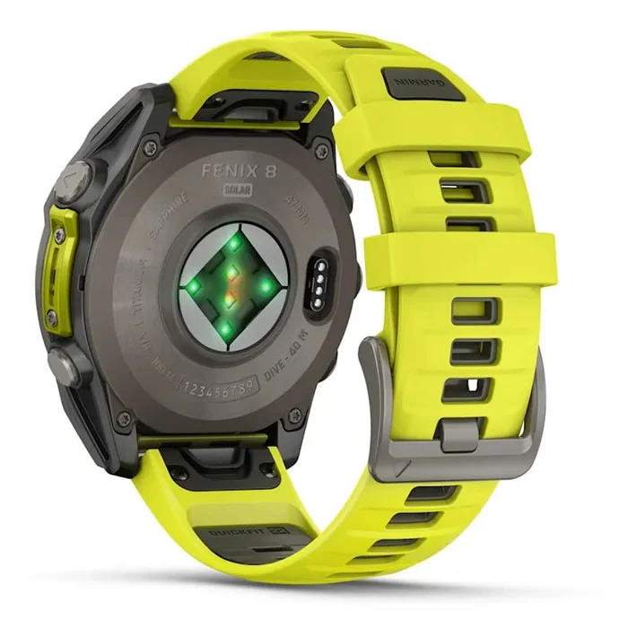 Viedpulksteņi Garmin fenix 8 47mm Solar Sapphire Titanium with Amp Yellow/Graphite silicone band