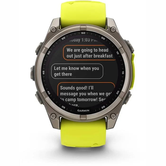 Viedpulksteņi Garmin fenix 8 47mm Solar Sapphire Titanium with Amp Yellow/Graphite silicone band