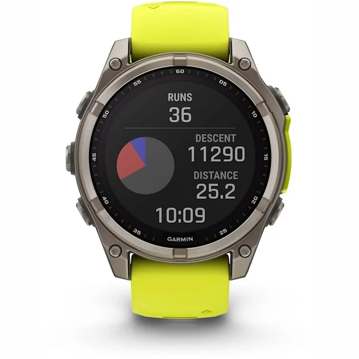Viedpulksteņi Garmin fenix 8 47mm Solar Sapphire Titanium with Amp Yellow/Graphite silicone band