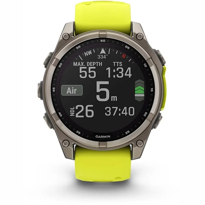 Viedpulksteņi Garmin fenix 8 47mm Solar Sapphire Titanium with Amp Yellow/Graphite silicone band