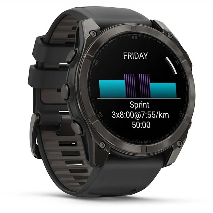 Viedpulkstenis Garmin fenix 8 51 mm AMOLED Sapphire Carbon Grey with Black/Pebble Grey silicone band