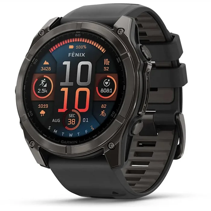 Viedpulkstenis Garmin fenix 8 51 mm AMOLED Sapphire Carbon Grey with Black/Pebble Grey silicone band