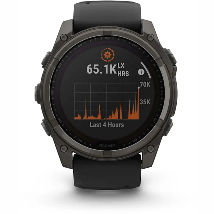 Viedpulkstenis Garmin fenix 8 51mm Solar Sapphire Carbon Grey DLC Titanium with Black/Pebble Grey