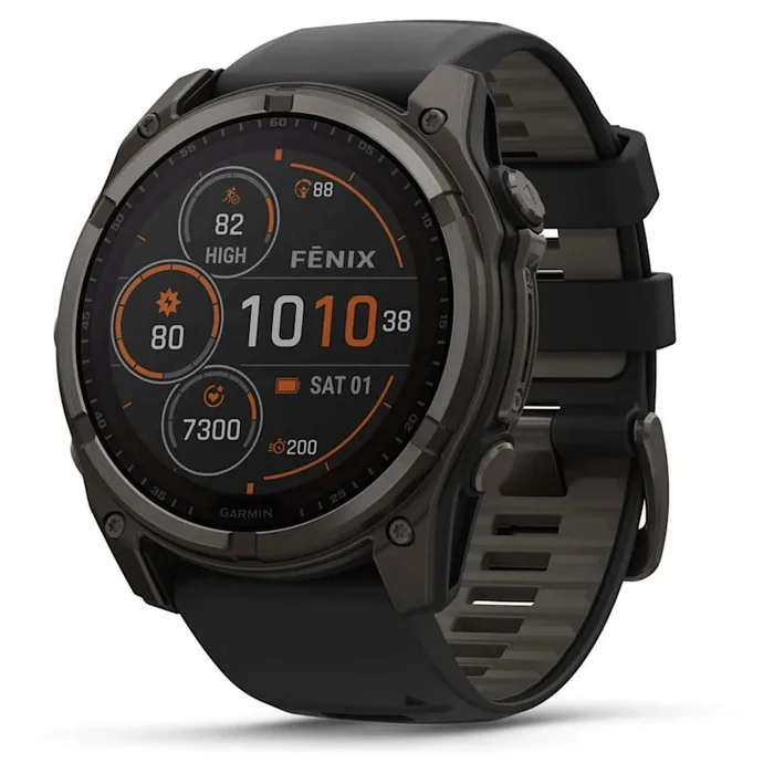 Viedpulkstenis Garmin fenix 8 51mm Solar Sapphire Carbon Grey DLC Titanium with Black/Pebble Grey