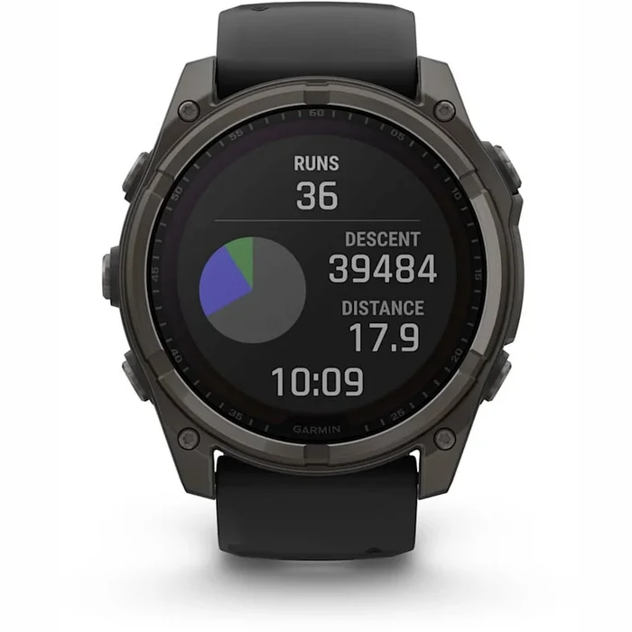 Viedpulkstenis Garmin fenix 8 51mm Solar Sapphire Carbon Grey DLC Titanium with Black/Pebble Grey