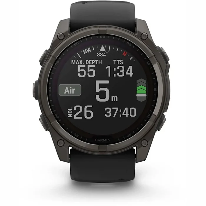 Viedpulkstenis Garmin fenix 8 51mm Solar Sapphire Carbon Grey DLC Titanium with Black/Pebble Grey