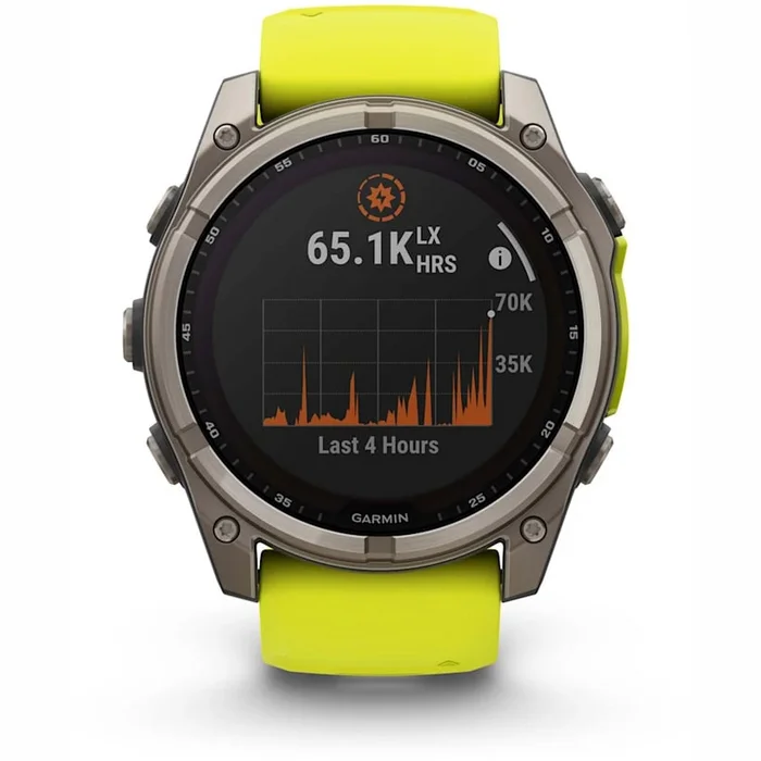 Viedpulksteņi Garmin fenix 8 51mm Solar Sapphire Titanium with Amp Yellow/Graphite silicone band