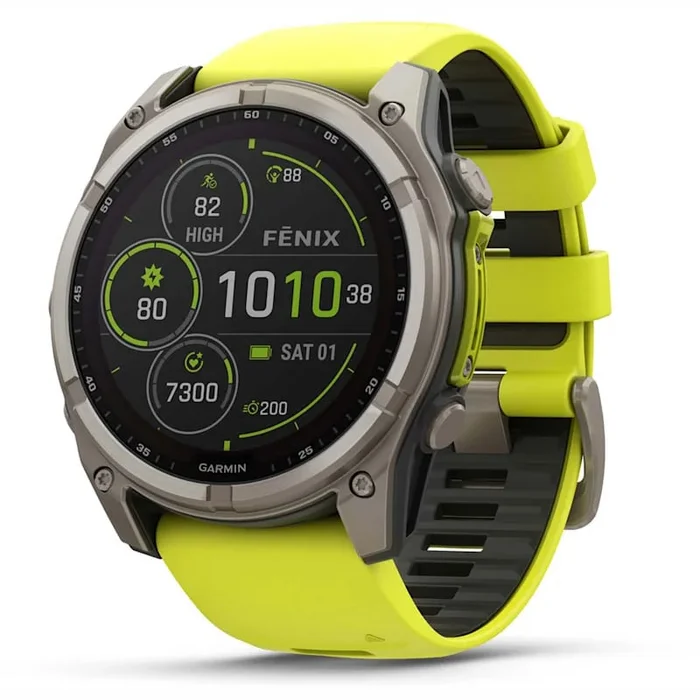 Viedpulksteņi Garmin fenix 8 51mm Solar Sapphire Titanium with Amp Yellow/Graphite silicone band