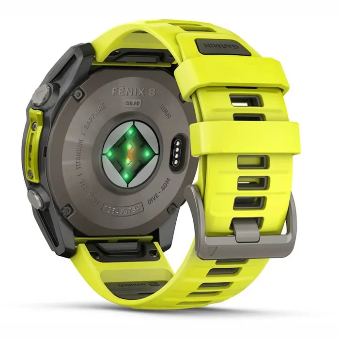 Viedpulksteņi Garmin fenix 8 51mm Solar Sapphire Titanium with Amp Yellow/Graphite silicone band
