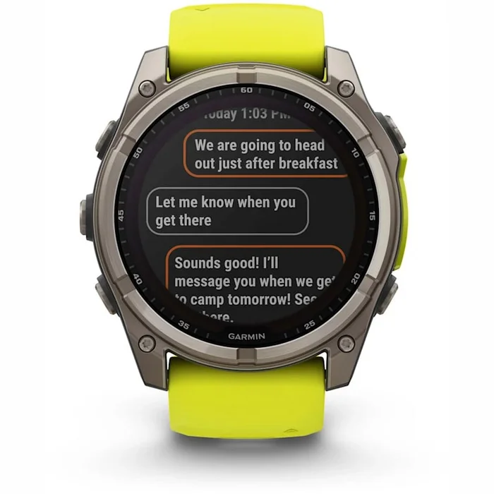 Viedpulksteņi Garmin fenix 8 51mm Solar Sapphire Titanium with Amp Yellow/Graphite silicone band