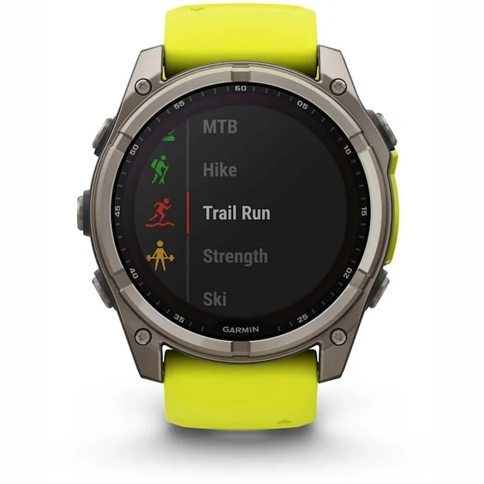 Viedpulksteņi Garmin fenix 8 51mm Solar Sapphire Titanium with Amp Yellow/Graphite silicone band