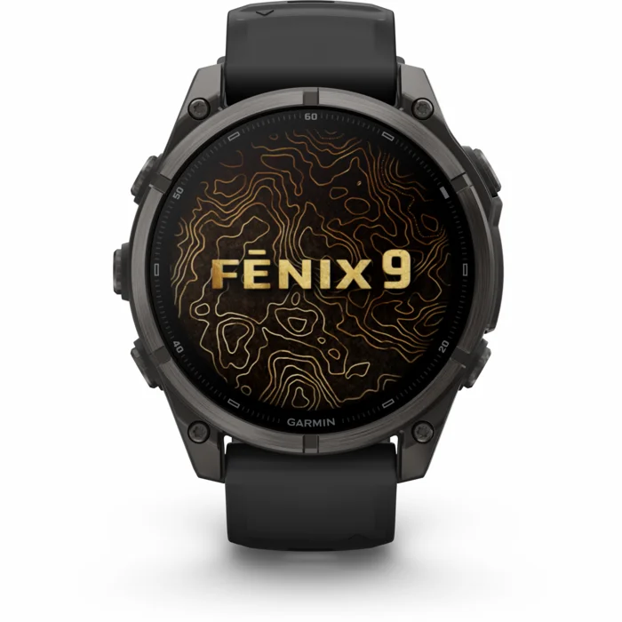 Garmin fenix 9 47mm Carbon Gray DLC Titanium with Black Silicone Band