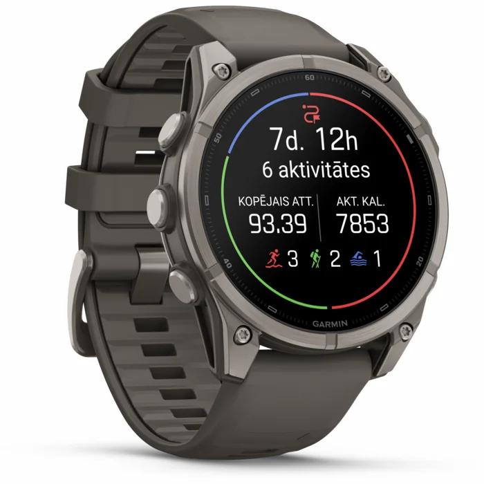 Garmin fenix 9 47mm Titanium with Pebble Gray Silicone Band
