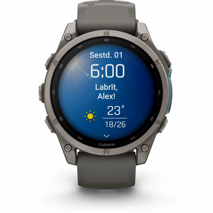 Garmin fenix 9 47mm Titanium with Pebble Gray Silicone Band