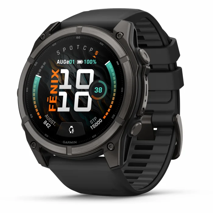 Garmin fenix 9 51mm Carbon Gray DLC Titanium with Black Silicone Band