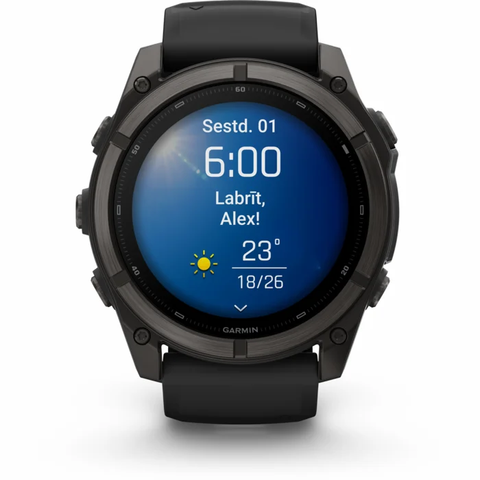 Garmin fenix 9 51mm Carbon Gray DLC Titanium with Black Silicone Band