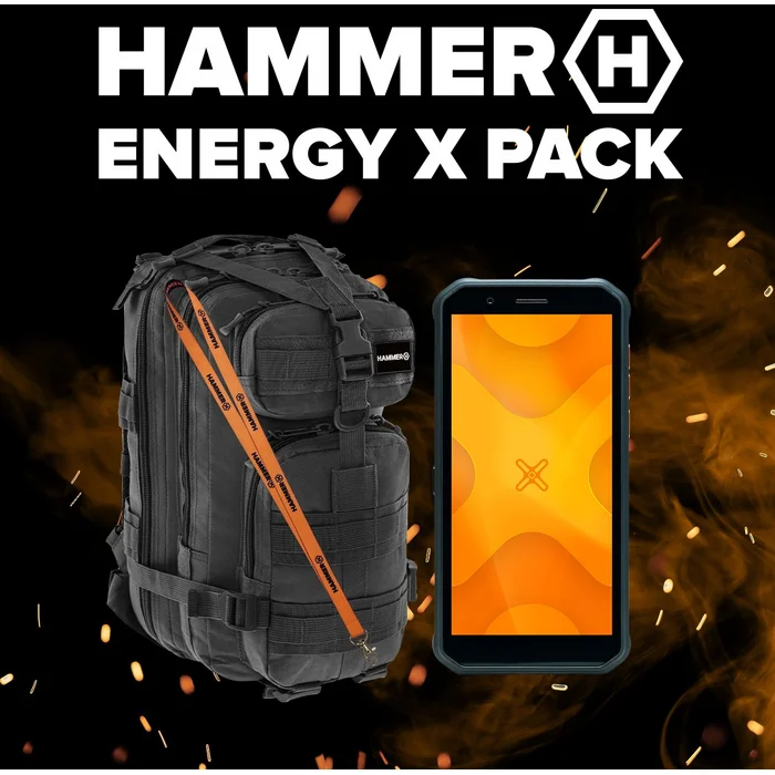 MyPhone Hammer Energy X 4+64GB Black/Orange + Backpack
