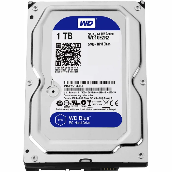 Iekšējais cietais disks Western Digital Blue HDD 1TB 5400RPM SATA3 64MB WD10EZRZ
