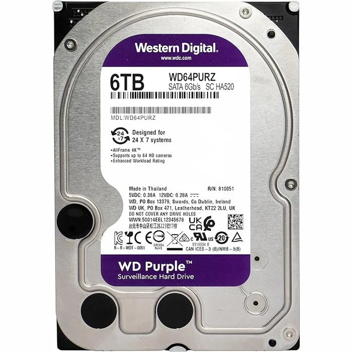 Iekšējais cietais disks Western Digital Purple HDD 6TB