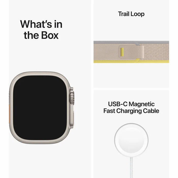 Viedpulkstenis Apple Watch Ultra GPS + Cellular  49mm Titanium Case with Yellow/Beige Trail Loop - S/M