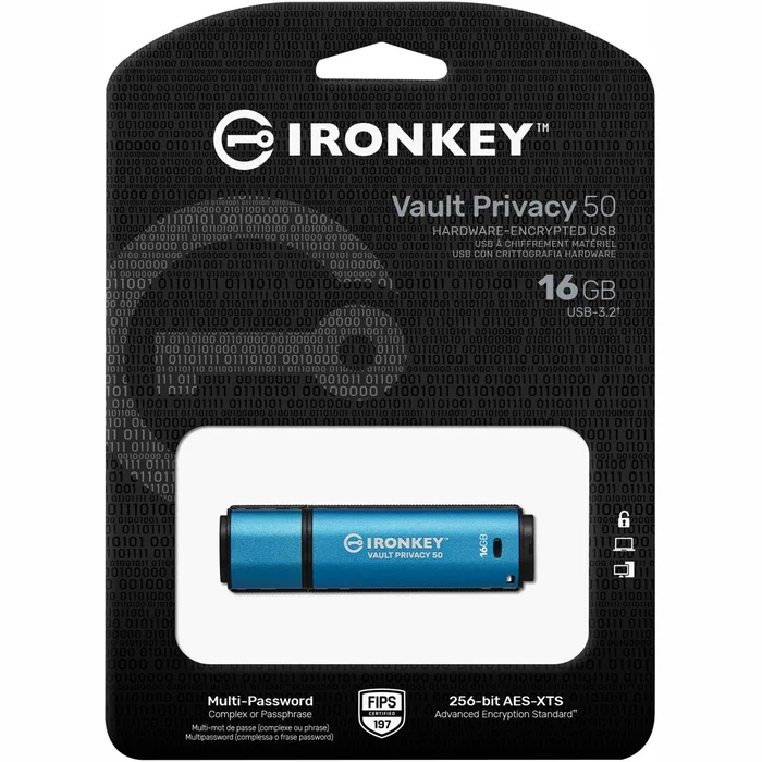 USB zibatmiņa Kingston IronKey Vault Privacy 50 16GB Blue