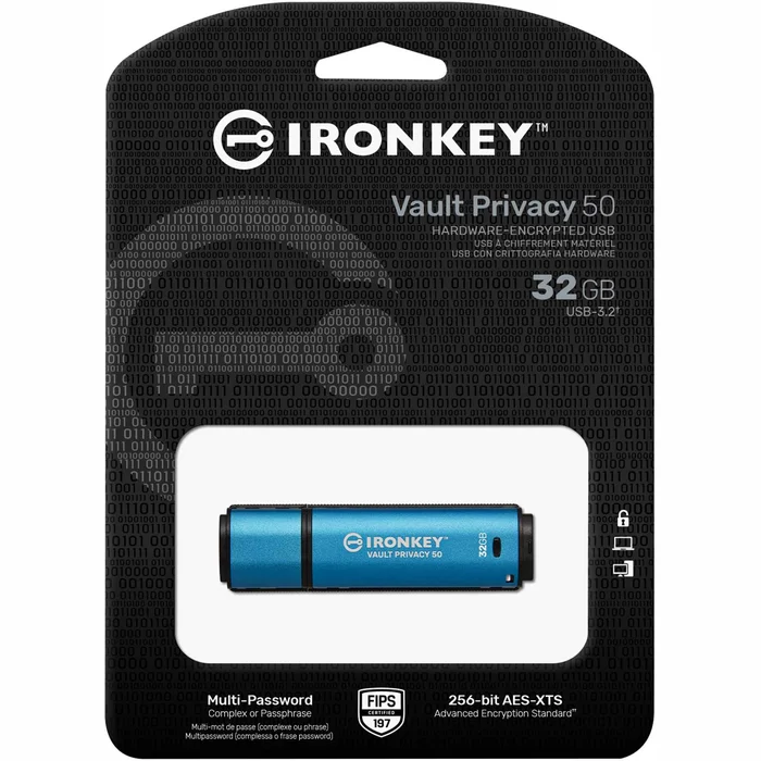 USB zibatmiņa Kingston IronKey Vault Privacy 50 32GB Blue