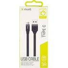 Muvit Flat Type-C Cable USB 2.0 1M 3A Black