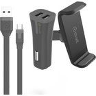 Viedtālruņa auto turētājs Mašīnas turētājs Muvit Airvent Rotule Until 87mm + cac 2usb 2,4a + micro Usb
