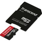 Карта памяти Transcend microSDXC, 128GB, Class 10 + SD Adapter