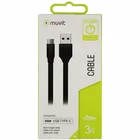 Muvit Flat Type-C Cable USB 2.0 2M 3A Black