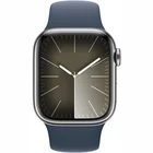 Viedpulkstenis Apple Watch Series 9 GPS + Cellular 41mm Silver Stainless Steel Case with Storm Blue Sport Band -S/M